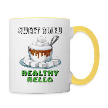 SUGAR SWEET ADIEU HEALTHY HELLO - Contrasting Mug - white/yellow - Right