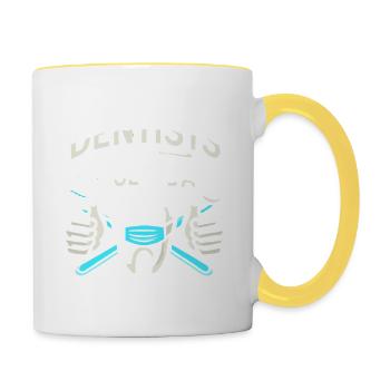 Zahnärzte machen es zweimal am Tag - Tasse zweifarbig - Weiß/Gelb - Rechts