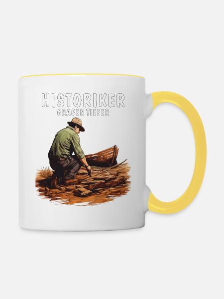 HISTORIKER GRABEN TIEFER - Tasse zweifarbig - Weiß/Gelb