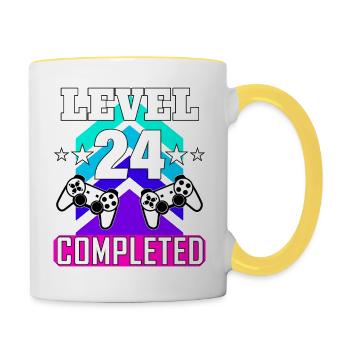 gaming geburtstag haha wie lustig - Tasse zweifarbig - Weiß/Gelb - Rechts