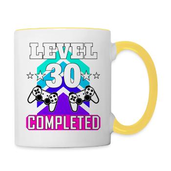gaming geburtstag haha wie lustig - Tasse zweifarbig - Weiß/Gelb - Rechts