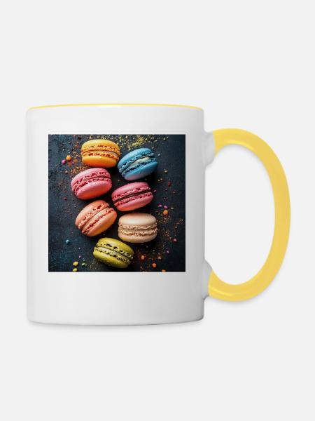Macarons - Tasse zweifarbig - Weiß/Gelb