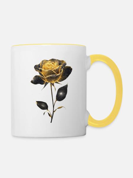 Gelbe Rose - Tasse zweifarbig - Weiß/Gelb