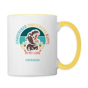 Unbothered Moisturized Happy Hippo In My Lane - Contrasting Mug - white/yellow - Right