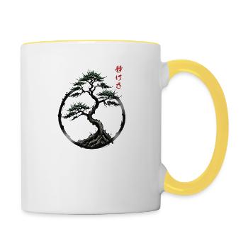 Cercle de sérénité bonsaï - Mug contrasté - blanc/jaune - Droite