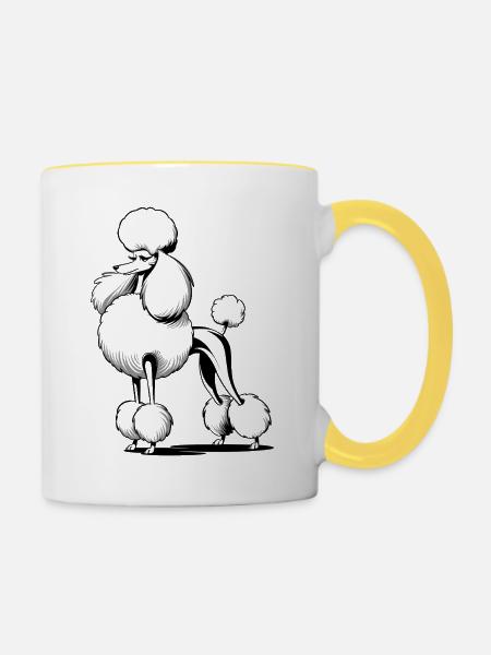Eleganter Pudel Im Stilvollen Look - Tasse zweifarbig - Weiß/Gelb