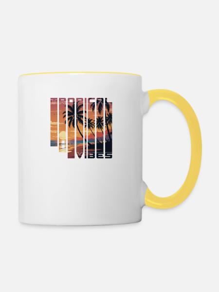 Tropical Vibes Sunset Scheiben - Tasse zweifarbig - Weiß/Gelb