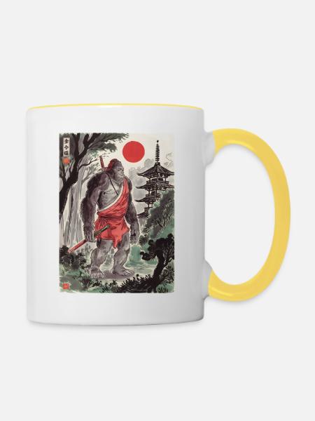 Samurai - Tasse zweifarbig - Weiß/Gelb