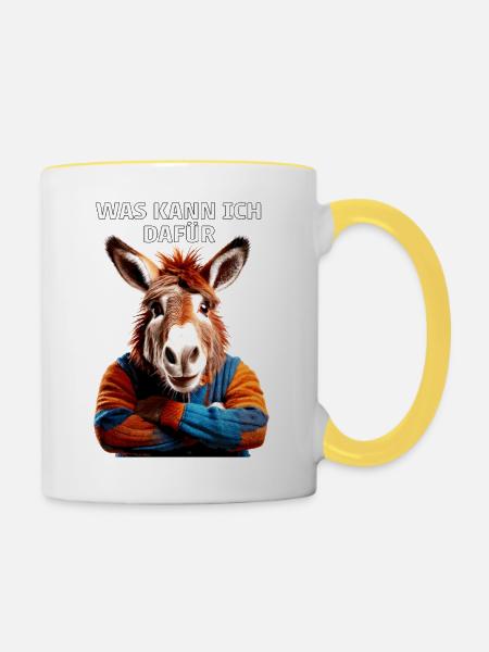 WAS KANN ICH DAFÜR - Tasse zweifarbig - Weiß/Gelb
