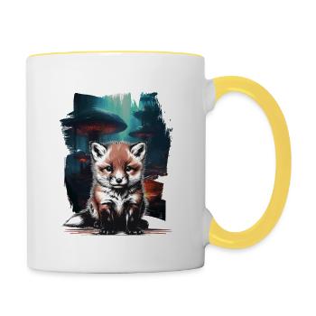 Fox Foxes Vixen - Contrasting Mug - white/yellow - Right