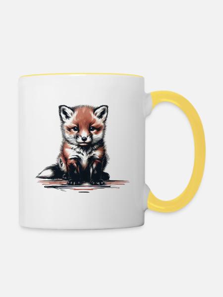 Fuchs Füchse Füchsin - Tasse zweifarbig - Weiß/Gelb