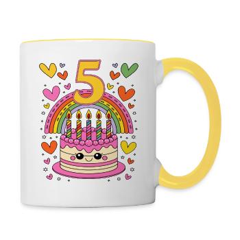 Children's birthday 5.png - Contrasting Mug - white/yellow - Right
