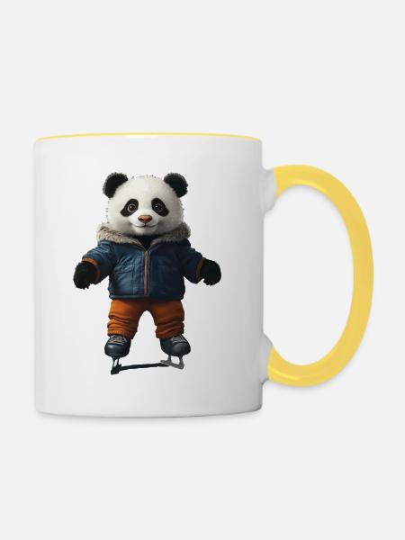 Panda - Tasse zweifarbig - Weiß/Gelb