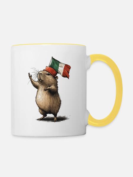 Wasserschwein - Tasse zweifarbig - Weiß/Gelb