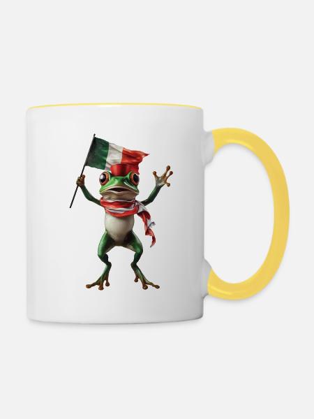 Frosch - Tasse zweifarbig - Weiß/Gelb