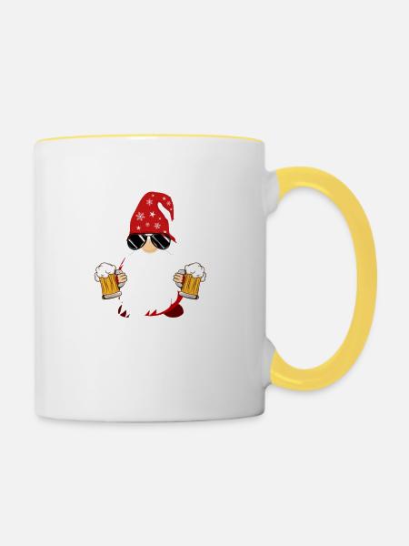 bier3 Zeichenfläche 1 - Tasse zweifarbig - Weiß/Gelb