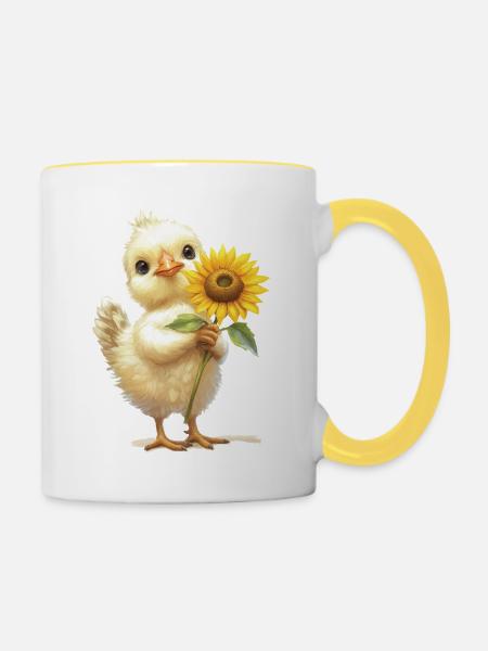 Ziege - Tasse zweifarbig - Weiß/Gelb