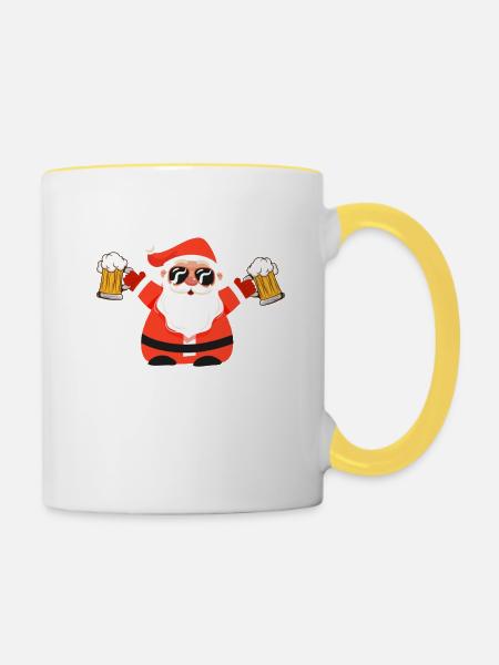 bier10 Zeichenfläche 1 - Tasse zweifarbig - Weiß/Gelb
