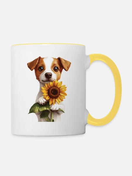 Jack Russell Terrier - Tasse zweifarbig - Weiß/Gelb