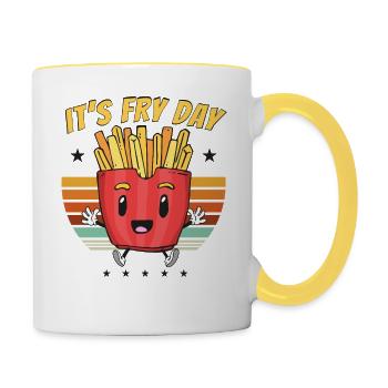 Fry Day Vibes Potato Pun - Funny French Fries - Contrasting Mug - white/yellow - Right