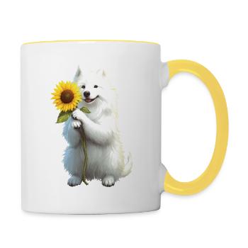 Samojede - Tasse zweifarbig - Weiß/Gelb - Rechts