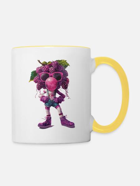 Trauben - Tasse zweifarbig - Weiß/Gelb
