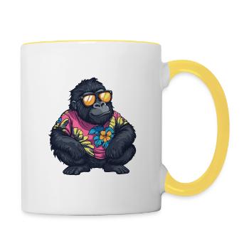 Gorilla Comic Funny Summer - Contrasting Mug - white/yellow - Right