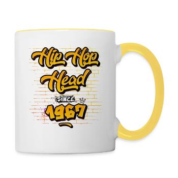 Hip-Hop Head Since 1967 - 58 Years of Rap & Rhymes - Contrasting Mug - white/yellow - Right