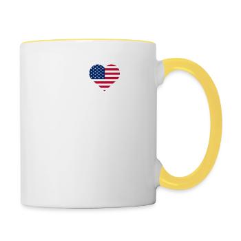 J’aime LA Cool Statue De La Liberté USA Coeur Drapeau - Mug contrasté - blanc/jaune - Droite