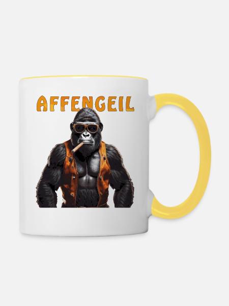 AFFE GORILLA AFFENGEIL - Tasse zweifarbig - Weiß/Gelb
