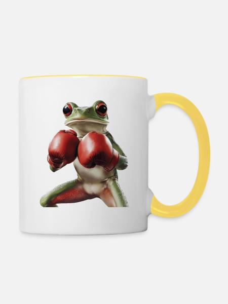 Frosch - Tasse zweifarbig - Weiß/Gelb