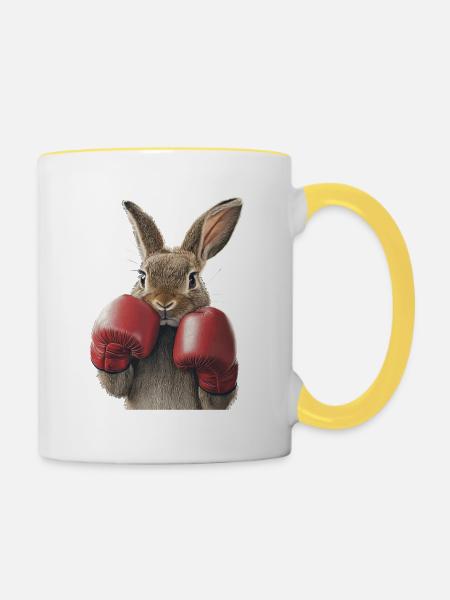 Kaninchen - Tasse zweifarbig - Weiß/Gelb
