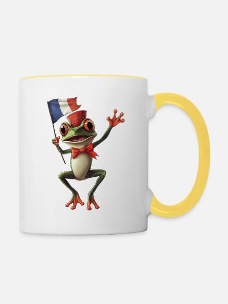 Frosch - Tasse zweifarbig - Weiß/Gelb