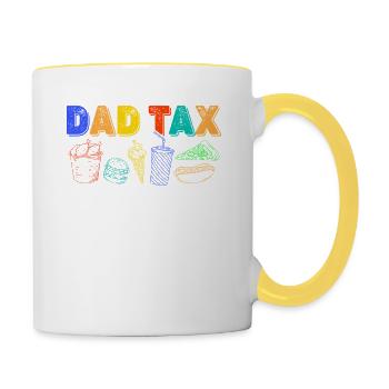 Vater Steuer Lustige Snack Kontrolle Humorvolle - Tasse zweifarbig - Weiß/Gelb - Rechts