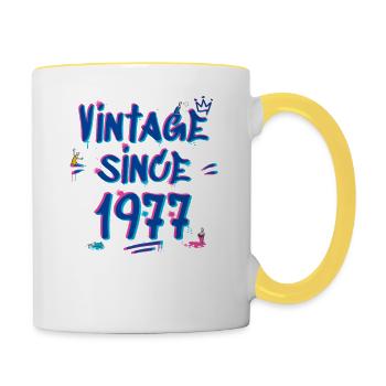 Vintage 1977 Graffiti Glitch - 48 ans de style - Mug contrasté - blanc/jaune - Droite