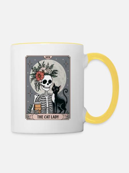 Tarotkarte - Tasse zweifarbig - Weiß/Gelb