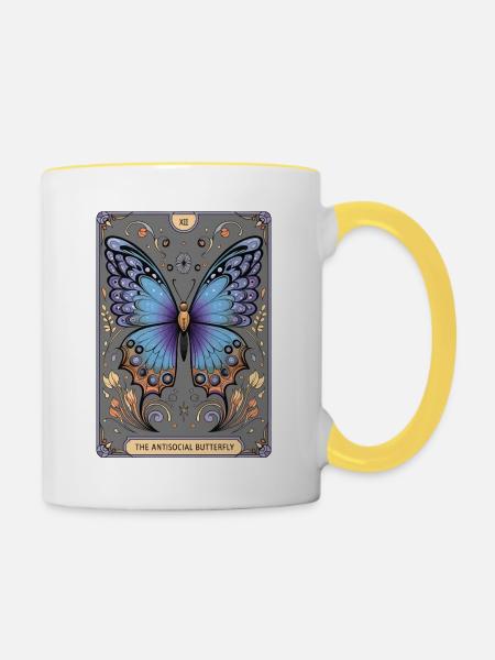 Tarotkarte - Tasse zweifarbig - Weiß/Gelb