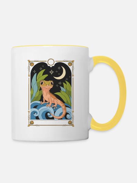 Tarotkarte - Tasse zweifarbig - Weiß/Gelb