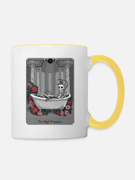 Tarotkarte - Tasse zweifarbig - Weiß/Gelb
