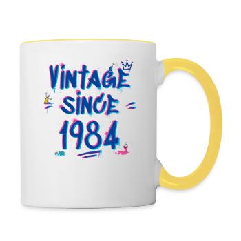 Vintage Since 1984 Hip-Hop Graffiti Glitch 41st - Mug contrasté - blanc/jaune - Droite