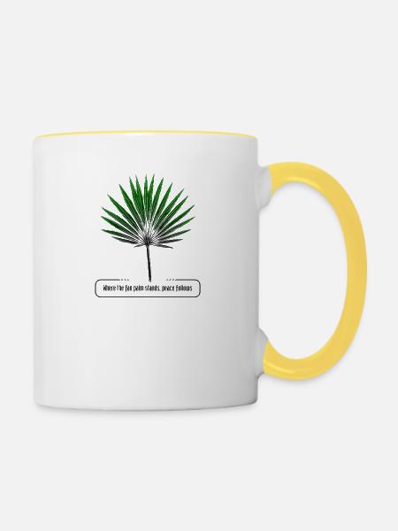 Fan Palm Peace Zitat - Tasse zweifarbig - Weiß/Gelb
