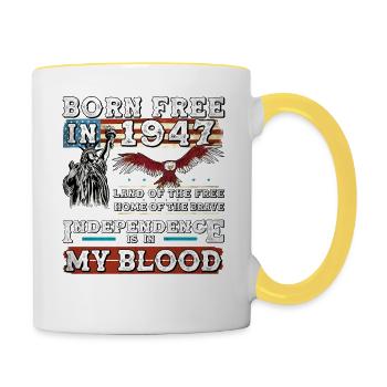 Born Free in 1947 - 78 Years of Patriot Pride - Contrasting Mug - white/yellow - Right