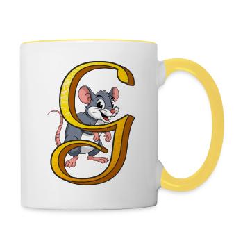 LETTRE G - Mug contrasté - blanc/jaune - Droite