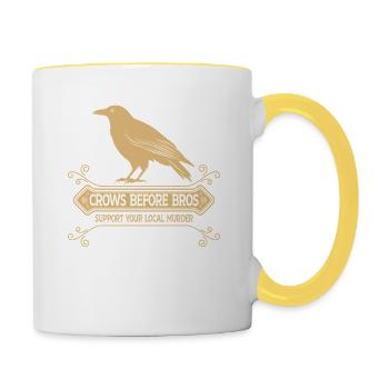 Crows Before Bros Support Your Local Murder - Tasse zweifarbig - Weiß/Gelb - Rechts