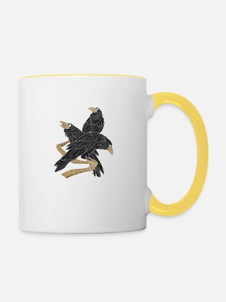 Crows Before Bros Unterstütze Deine Lokale Schar - Tasse zweifarbig - Weiß/Gelb