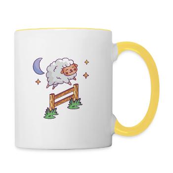 Sorry I'm Late I Was Dilly Dalying Lustiges Schaf - Tasse zweifarbig - Weiß/Gelb - Rechts