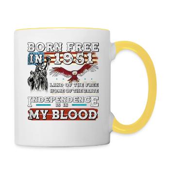 Born Free in 1951 - 74 Years of American Strength - Contrasting Mug - white/yellow - Right