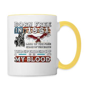 Né libre en 1961 - 64 ans d’honneur américain - Mug contrasté - blanc/jaune - Droite