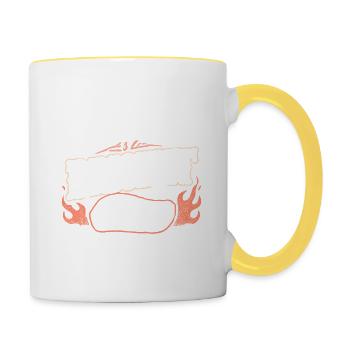 Mein Ehemann riecht nach Brisket - Tasse zweifarbig - Weiß/Gelb - Rechts