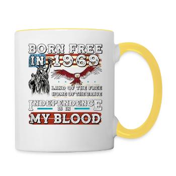 Born Free in 1969 - 56 Years of Freedom & Honor - Contrasting Mug - white/yellow - Right